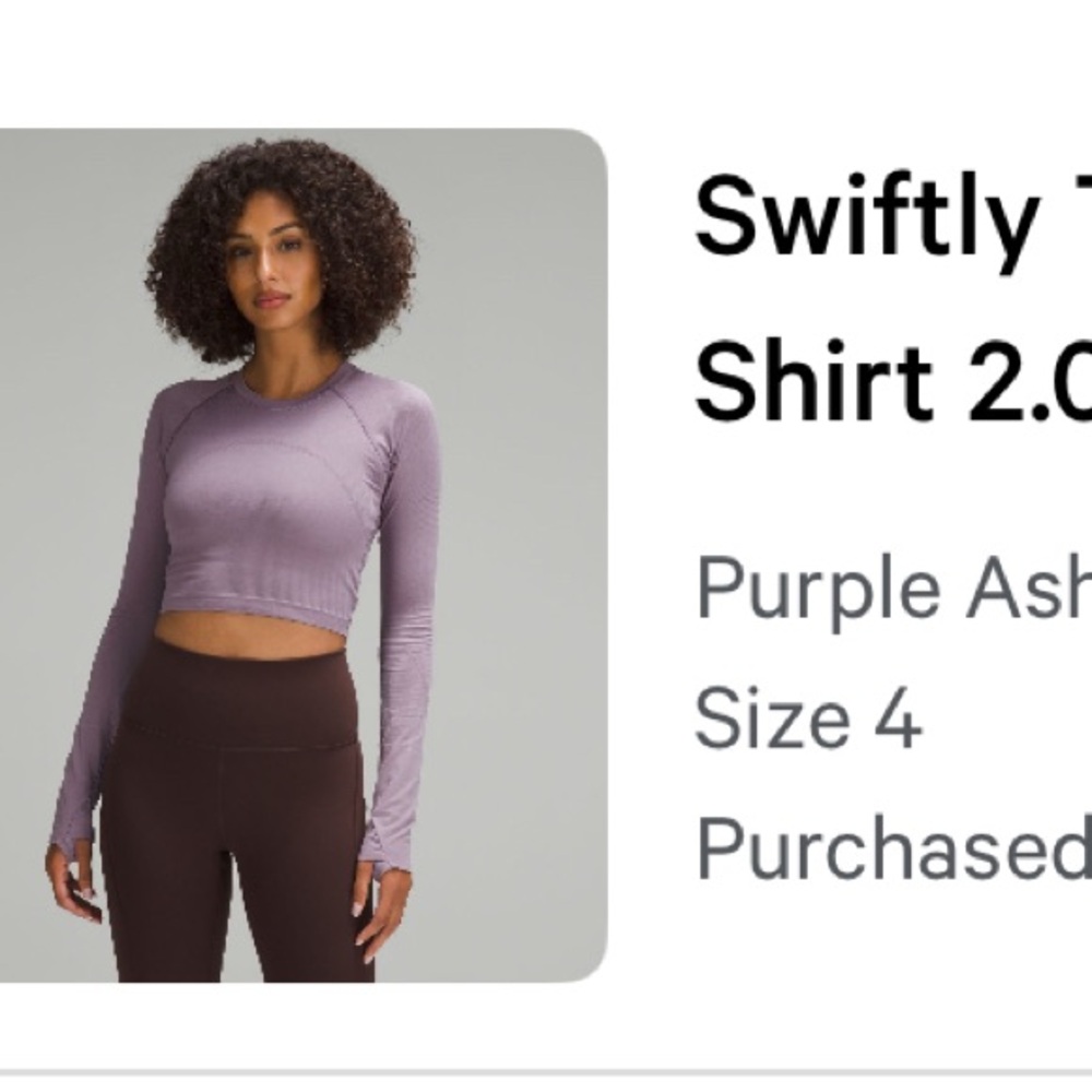 Lululemon Athletica Purple Fitted Crop Long Sleeve Top